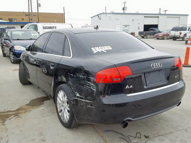 WAUAF78E38A136234 - 2008 AUDI A4 2.0T BLACK photo 3
