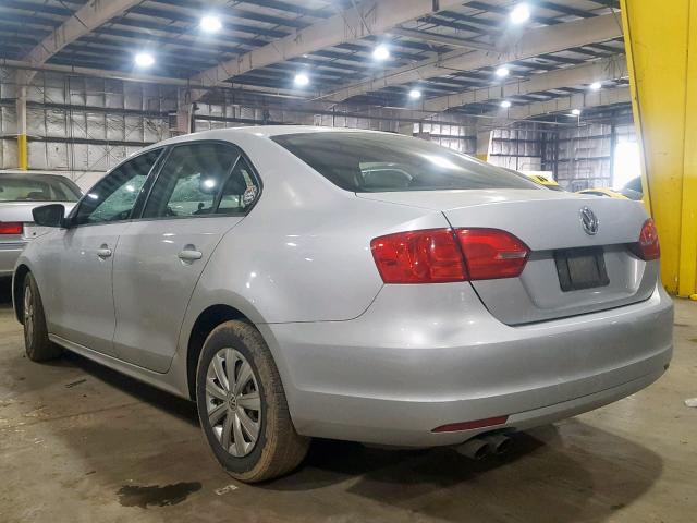 3VW2K7AJ4BM307980 - 2011 VOLKSWAGEN JETTA BASE SILVER photo 3