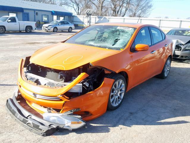 1C3CDFCH8DD318991 - 2013 DODGE DART LIMIT ORANGE photo 2