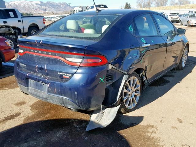 1C3CDFCH2DD167792 - 2013 DODGE DART LIMIT BLUE photo 4