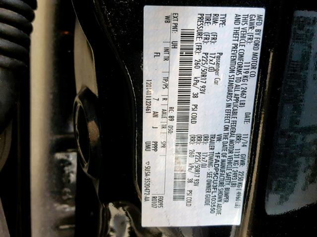 1FADP5CU3FL103550 - 2015 FORD C-MAX PREM BLACK photo 10