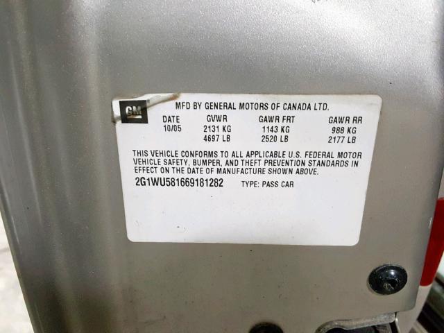 BG1WU581669181282 - 2006 CHEVROLET IMPALA LTZ SILVER photo 10