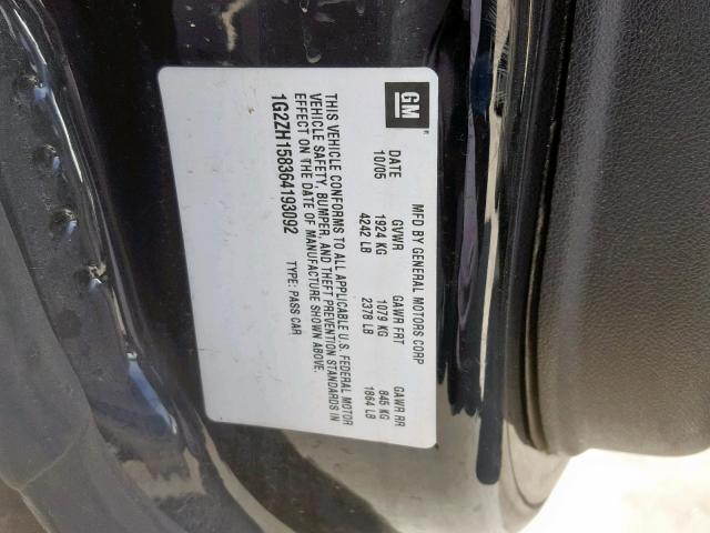 1G2ZH158364193092 - 2006 PONTIAC G6 GT BLACK photo 10