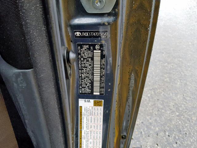 JTKDE177470156542 - 2007 TOYOTA SCION TC ნაცრისფერი ფოტო 10