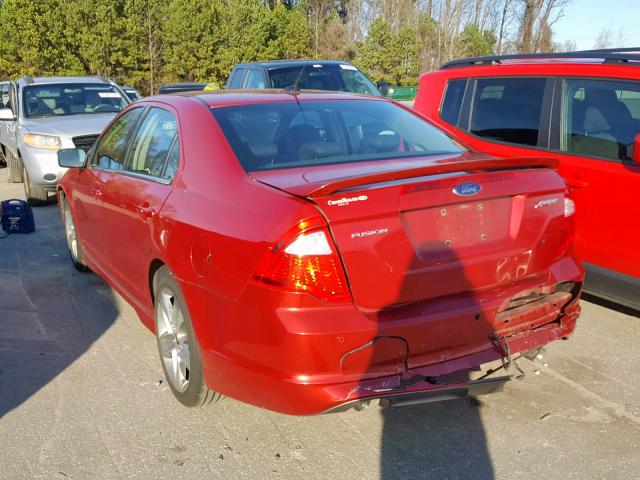 3FAHP0KC3AR203459 - 2010 FORD FUSION SPO RED photo 3