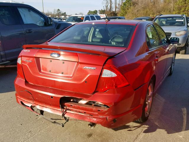 3FAHP0KC3AR203459 - 2010 FORD FUSION SPO RED photo 4