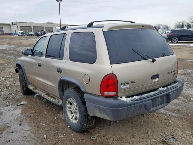 1D4HS38N93F521740 - 2003 DODGE DURANGO SP TAN photo 3