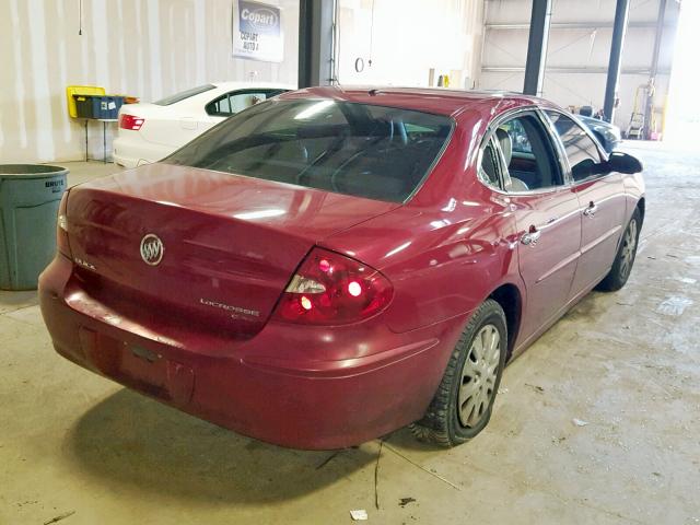 2G4WD532651226110 - 2005 BUICK LACROSSE C MAROON photo 4