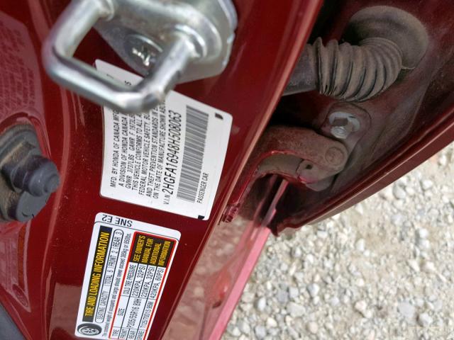 2HGFA16948H508063 - 2008 HONDA CIVIC EXL RED photo 10