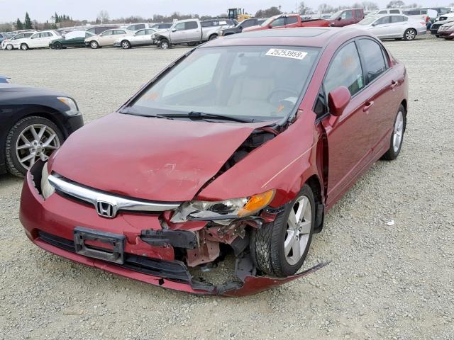 2HGFA16948H508063 - 2008 HONDA CIVIC EXL RED photo 2