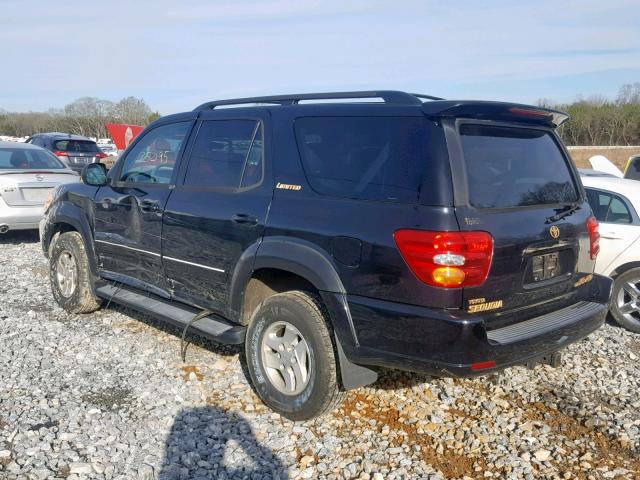 5TDBT48A02S074670 - 2002 TOYOTA SEQUOIA LI BLACK photo 3