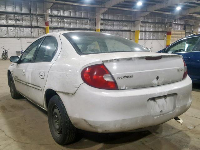 1B3ES46C9YD678731 - 2000 DODGE NEON BASE WHITE photo 3