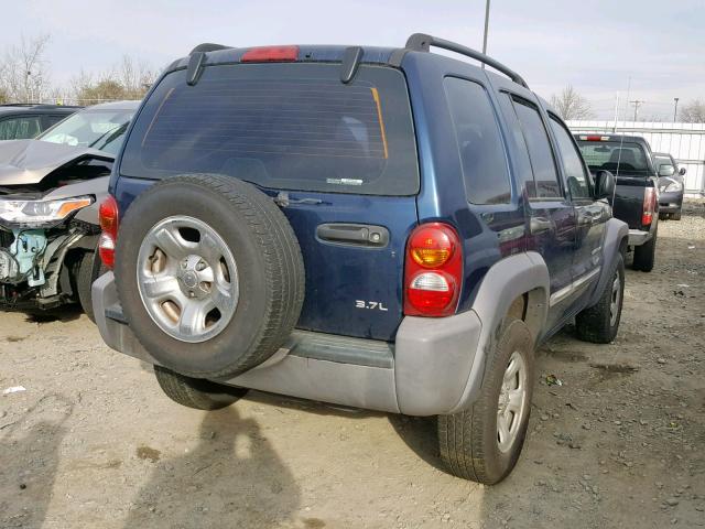 1J4GL48K32W297908 - 2002 JEEP LIBERTY SP BLUE photo 4
