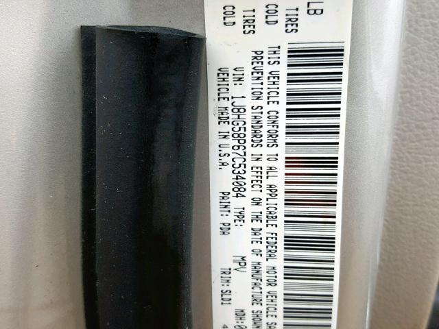 1J8HG58P67C534084 - 2007 JEEP COMMANDER TAN photo 10