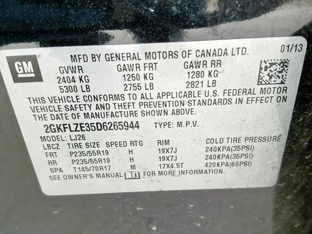 2GKFLZE35D6265944 - 2013 GMC TERRAIN DE BLACK photo 10