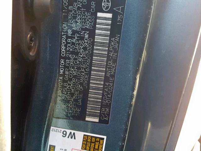 JTKDE167X60103070 - 2006 TOYOTA SCION TC ნაცრისფერი ფოტო 10