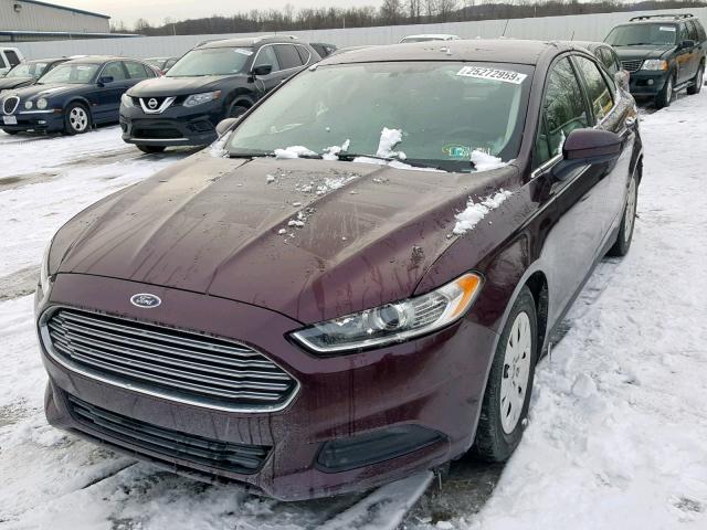3FA6P0G72DR139387 - 2013 FORD FUSION S MAROON photo 2
