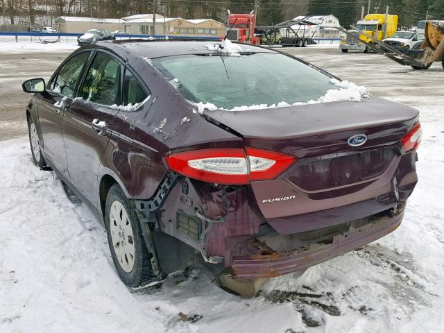 3FA6P0G72DR139387 - 2013 FORD FUSION S MAROON photo 3