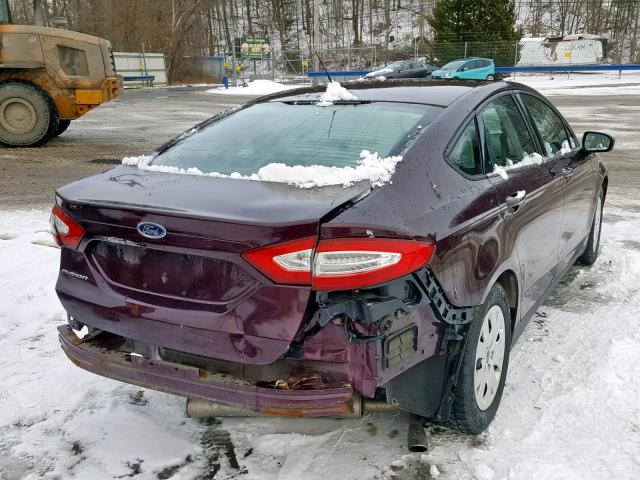 3FA6P0G72DR139387 - 2013 FORD FUSION S MAROON photo 4