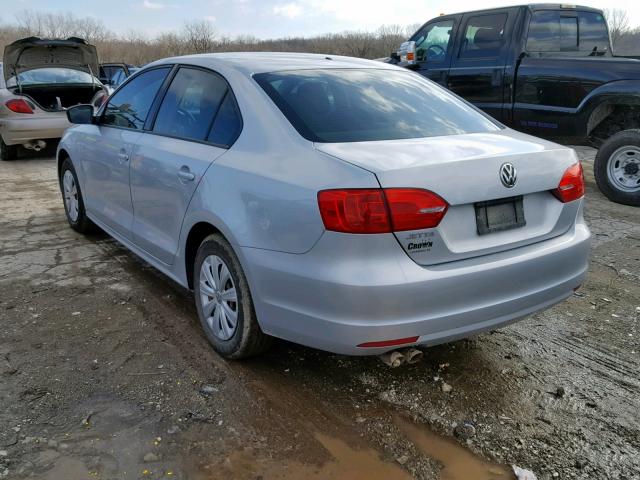 3VW1K7AJ5DM410291 - 2013 VOLKSWAGEN JETTA BASE SILVER photo 3