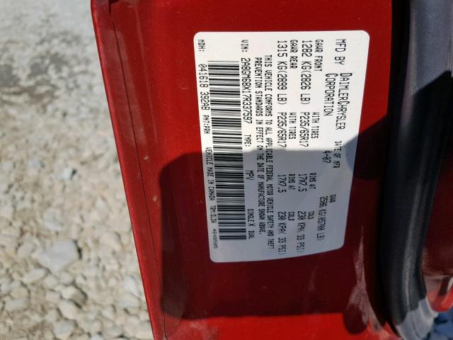 2A8GM68X17R337597 - 2007 CHRYSLER PACIFICA T RED photo 10