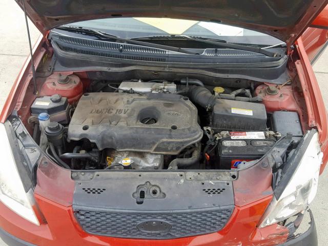 KNADE123576187630 - 2007 KIA RIO BASE BURGUNDY photo 7