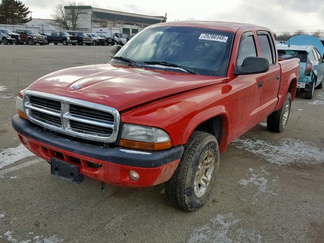 1D7HG38N44S720935 - 2004 DODGE DAKOTA QUA RED photo 2