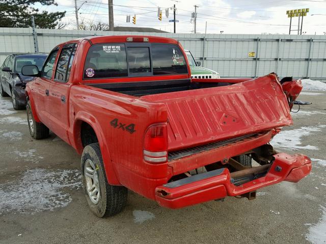 1D7HG38N44S720935 - 2004 DODGE DAKOTA QUA RED photo 3