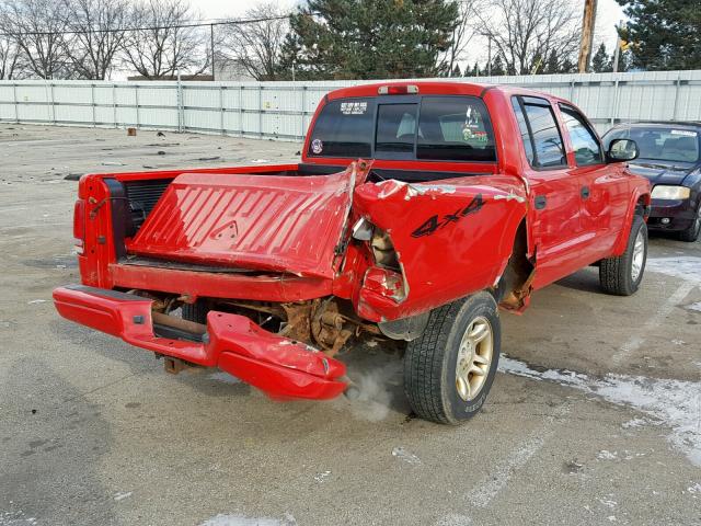 1D7HG38N44S720935 - 2004 DODGE DAKOTA QUA RED photo 4