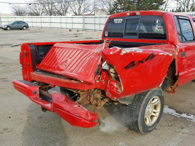 1D7HG38N44S720935 - 2004 DODGE DAKOTA QUA RED photo 9