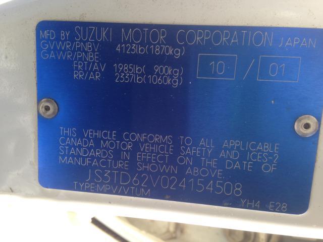 JS3TD62V024154508 - 2002 SUZUKI GRAND VITA WHITE photo 9