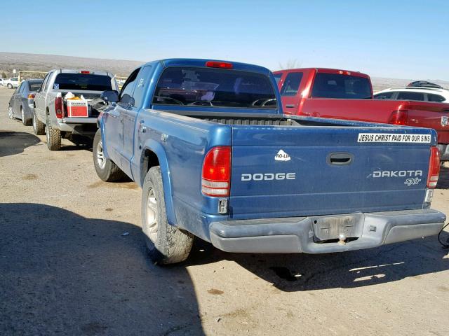 1D7GL12K84S639057 - 2004 DODGE DAKOTA SXT BLUE photo 3