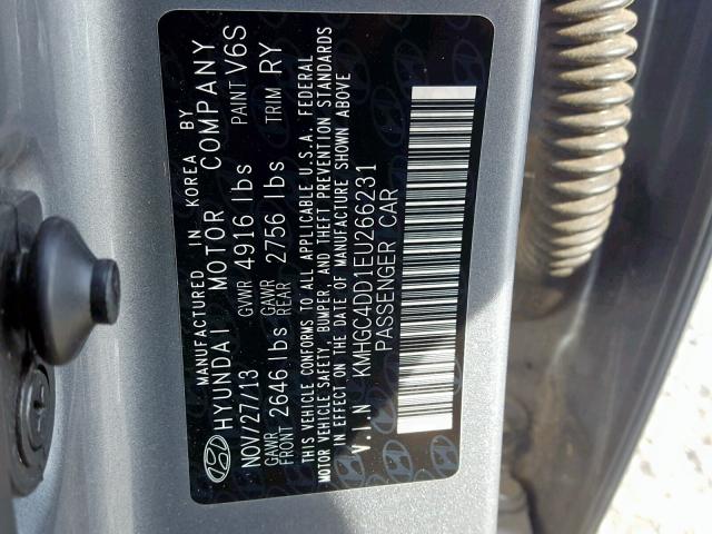 KMHGC4DD1EU266231 - 2014 HYUNDAI GENESIS 3. GRAY photo 10