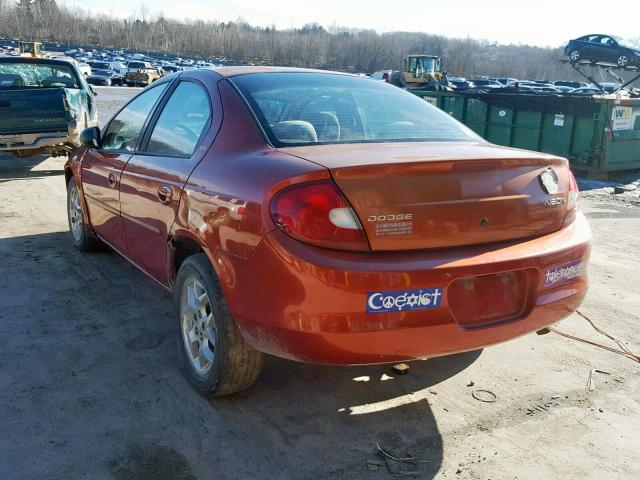 1B3ES46C8YD521613 - 2000 DODGE NEON BASE ORANGE photo 3