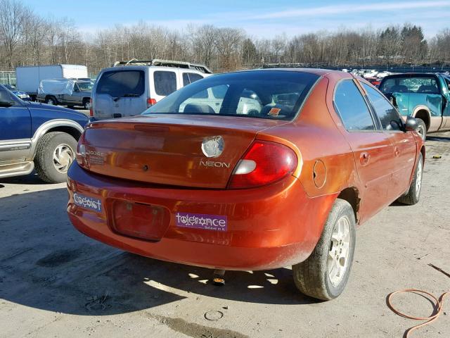 1B3ES46C8YD521613 - 2000 DODGE NEON BASE ORANGE photo 4