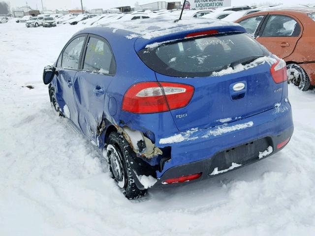 KNADN5A36D6861580 - 2013 KIA RIO EX BLUE photo 3