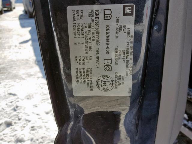 1GNDV33159D111939 - 2009 CHEVROLET UPLANDER L Boz foto 10