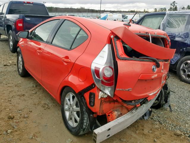 JTDKDTB35E1071802 - 2014 TOYOTA PRIUS C ORANGE photo 3