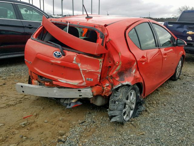 JTDKDTB35E1071802 - 2014 TOYOTA PRIUS C ORANGE photo 4