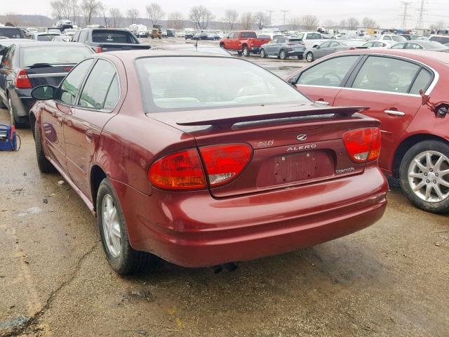 1G3NL52F02C239450 - 2002 OLDSMOBILE ALERO GL MAROON photo 3