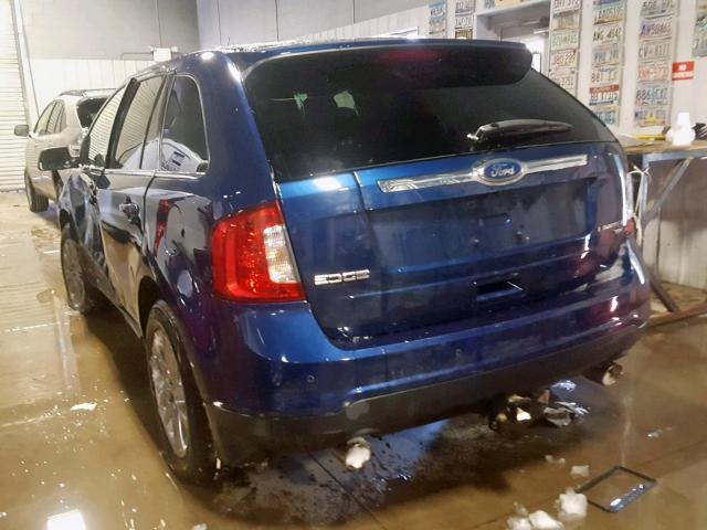 2FMDK4KC6CBA86665 - 2012 FORD EDGE LIMIT BLUE photo 3