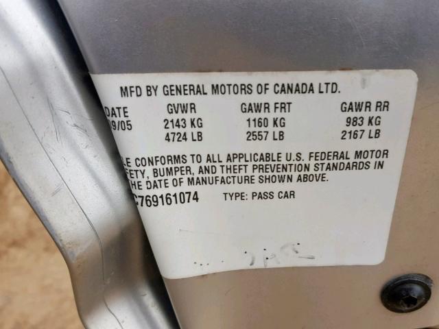 2G1WD58C769161074 - 2006 CHEVROLET IMPALA SUP 银色 照片 10