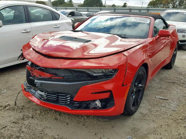 1G1FH3D79K0123027 - 2019 CHEVROLET CAMARO SS RED photo 2