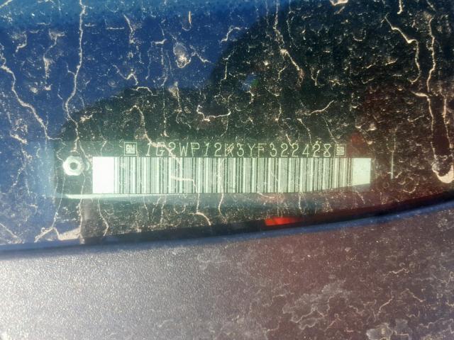 1G2WP12K3YF322428 - 2000 PONTIAC GRAND PRIX SILVER photo 10