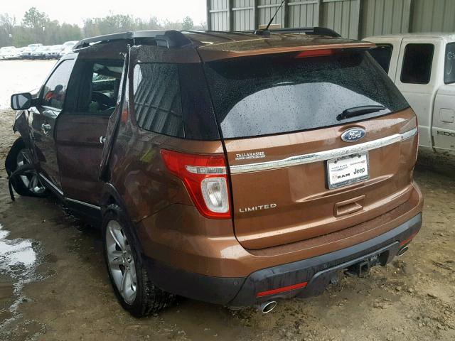 1FMHK7F88BGA02975 - 2011 FORD EXPLORER L BROWN photo 3