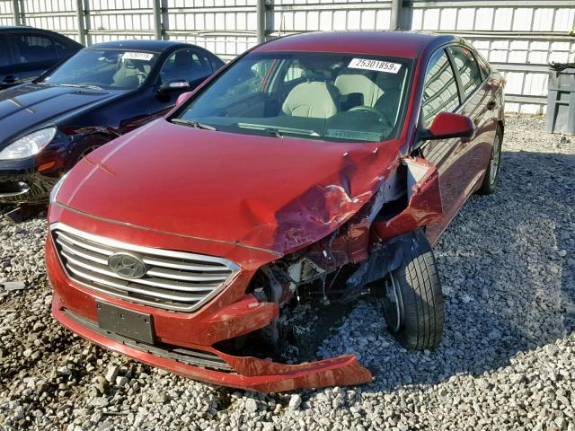 5NPE24AF9GH394489 - 2016 HYUNDAI SONATA SE RED photo 2