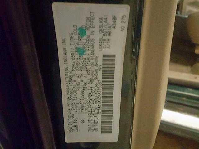 5TDBT48A23S179387 - 2003 TOYOTA SEQUOIA LI GREEN photo 10