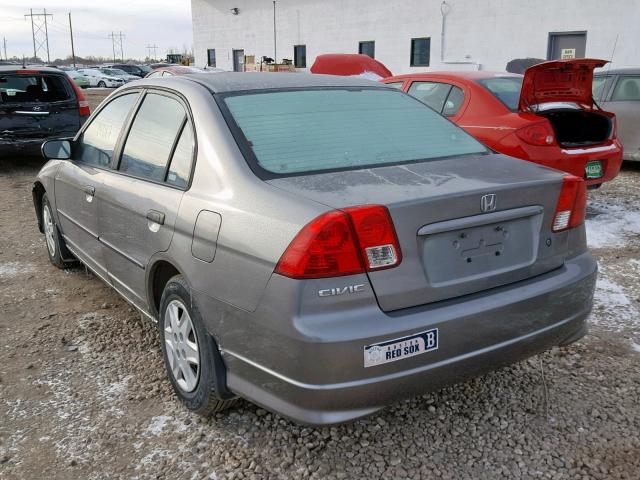 2HGES16415H621221 - 2005 HONDA CIVIC DX GRAY photo 3