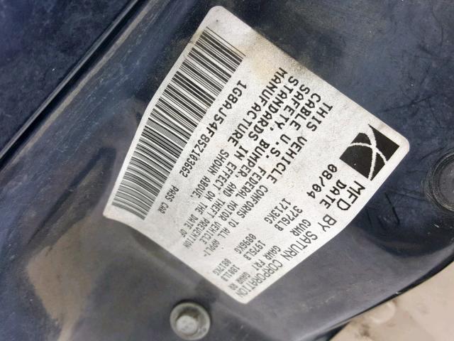 1G8AJ54F85Z103662 - 2005 SATURN ION LEVEL BLACK photo 10
