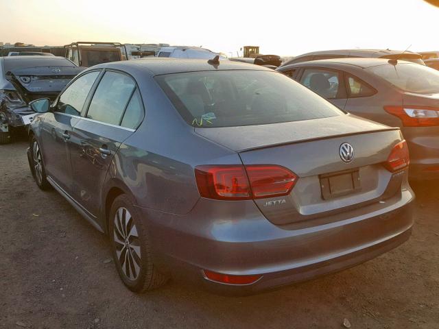 3VW637AJ4EM211088 - 2014 VOLKSWAGEN JETTA HYBR GRAY photo 3